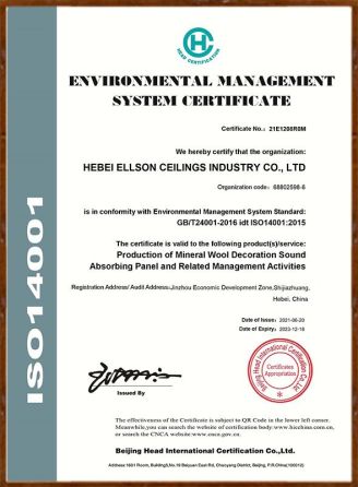 ISO14001: 2015 certificate